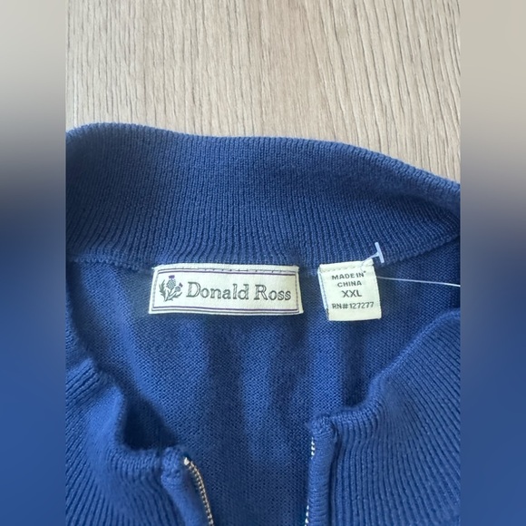 DONALD ROSS Navy Blue Sweater with Pink Grid Pattern. 80% COTTON 20% WOOL ✅ - Picture 2 of 8